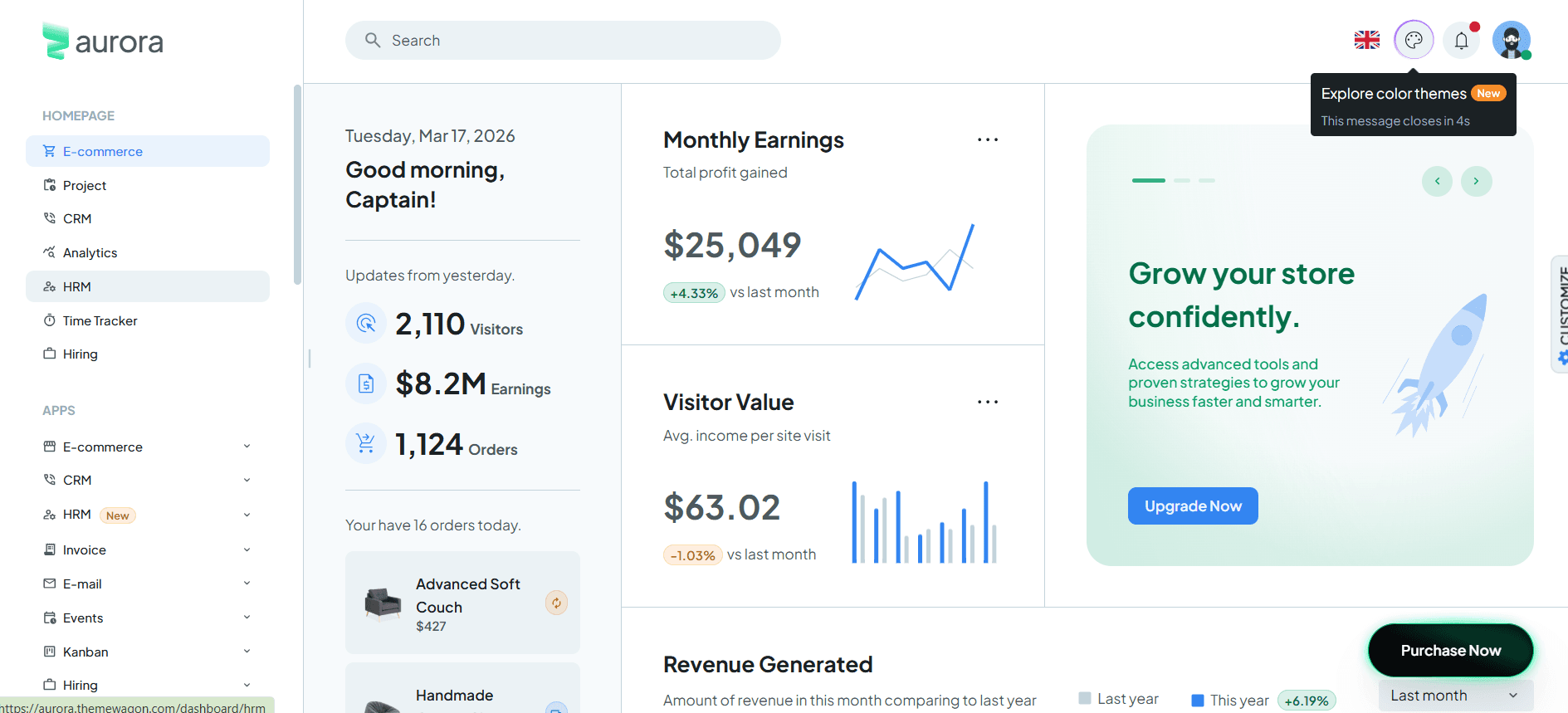 Analytics dashboard